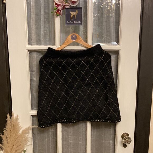 Rihoas Black and Gold Fuzzy Sweater Skirt - Picture 7 of 16